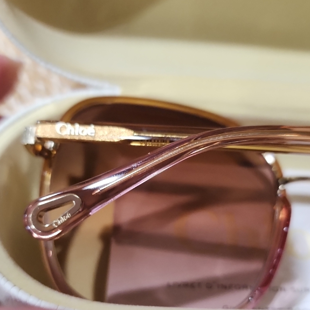 NEW CHLOE CH0031SA 002 59mm Pink Gold Oversized Sunglasses Italy - Picture 13 of 14